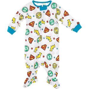 DC Comics Justice League Baby Footed Sleeper Pajamas - White Size 6-9 Months